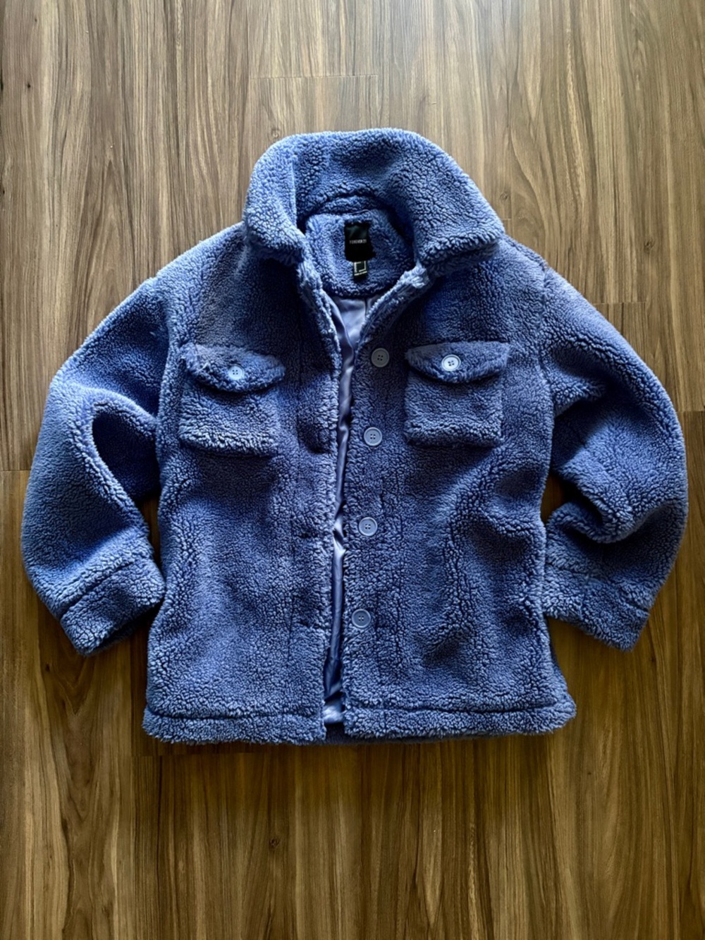 Forever 21 Soft AF Blue Fuzzy Fleece Jacket